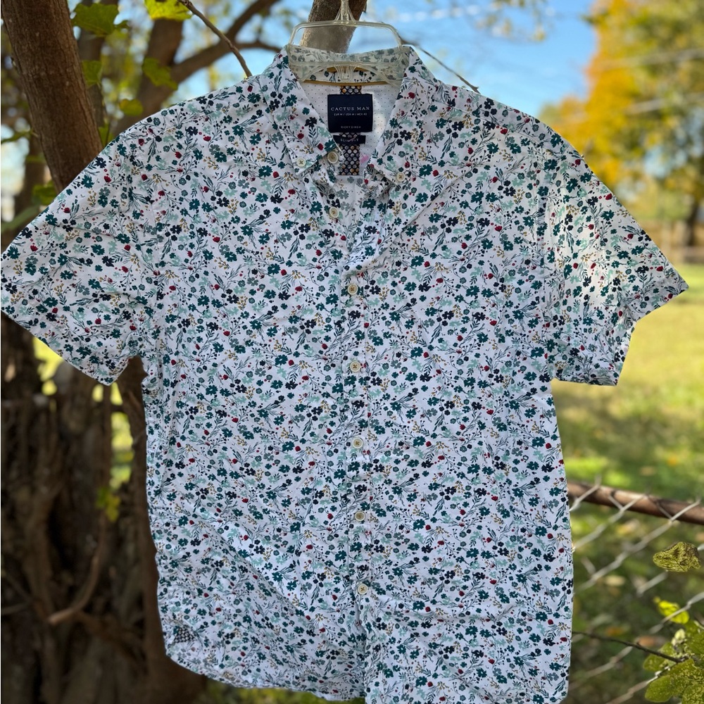 Nautica Men's Floral Short Sleeve Shirt - White